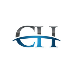 CH initial company swoosh logo blue