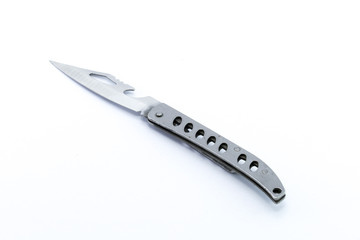  Silver pocket knife isolated on white background