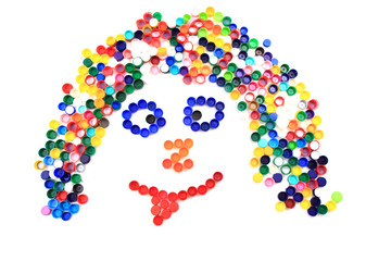 color plastic caps as human face
