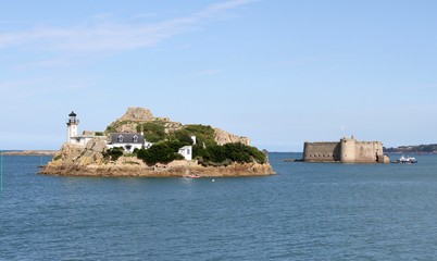 Baie de Morlaix , île Louët, château du taureau, bretagne, finistère