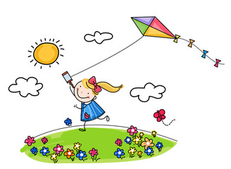 Little girl and kite