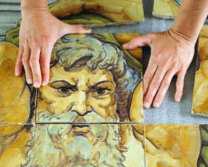 Decorative tile, ceramic workshop