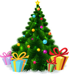 Christmas tree isolated - vector illustration