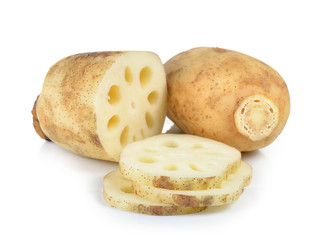 Lotus root on white background