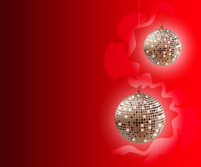 Beautiful Christmas background with disco balls .
