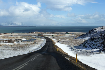 Impressive volcanic landscape at the ringroad in Iceland