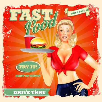 retro fast food red background