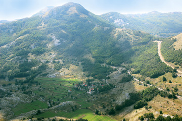 Naklejka na ściany i meble Lovcen National Park, Montenegro. Mountain view. Lovcen Mountains. View of the mountain valley.