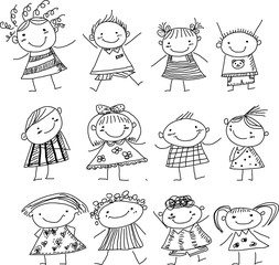Group of sketch kids