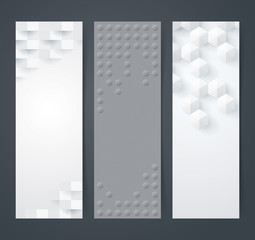 Collection of geometric gray and white banner.