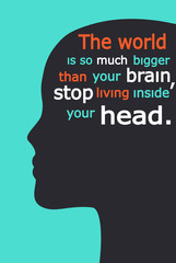 Woman  head with a quote.