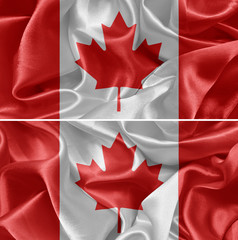 Canadian fabric flags in the background