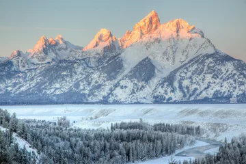 Keuken foto achterwand Tetongebergte Snowy Winter Dawn op de Teton Range, Grand Teton National Park