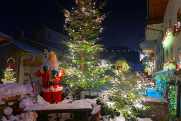 Christmas atmosphere in the medieval town of Gruyeres