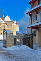 Swiss village Gruyere in winter