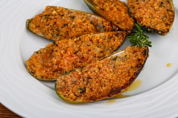 Baked mussels