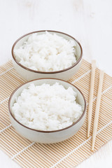 Chinese traditional steam white rice, vertical