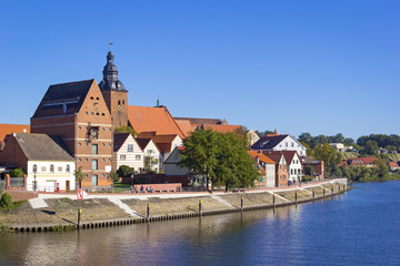 Fototapeta na wymiar Cityscape of Havelberg with Havel River.