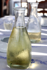 greek  wine in the carafe