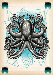 Tattoo illustration Octopus dot work 