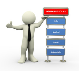 3d businessman and insurance policy
