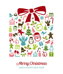 Christmas greetings card - icons