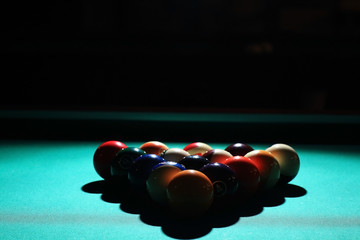 billiards, billiard balls on the table - Powered by Adobe