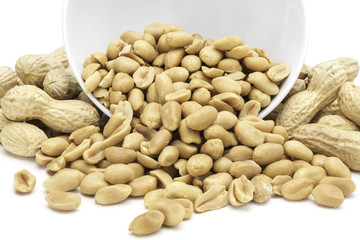 Roasted peanuts and salt in a bowl