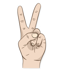 Hand peace or victory sign