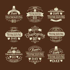 Typographic Thanksgiving Design Set. Vector illustration