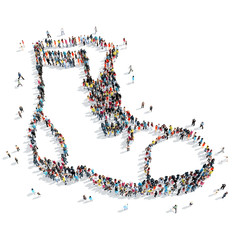 people shape  boots  crowd