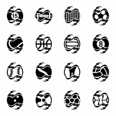 Vector Fire sport balls icon set