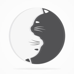 Yin yang cats logo of harmony and balance