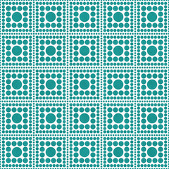 Teal And White Polka Dot Square Abstract Design Tile Pattern Rep