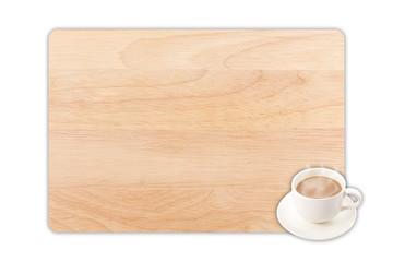 Coffee cup on wood texture Background.