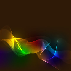 Shining rainbow waves on dark background