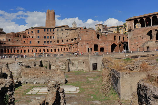 Ruins of the ancient buildings of Trajan Forum in Rome