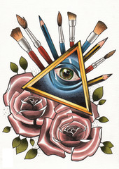 tattoo illustration god is art