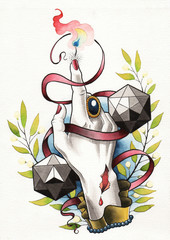 tattoo illustration hand poliedric