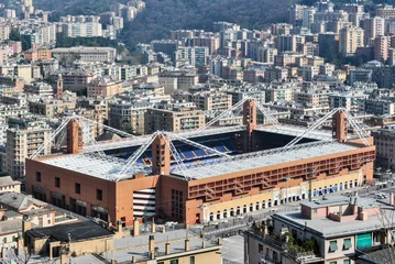 Glasschilderij Stadion Luchtfoto van het stadion &quot Ferraris&quot  van Genua, gelegen in de wijk Marassi