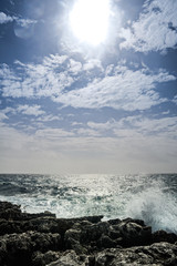 Sonne Meer Küste Brandung Gischt