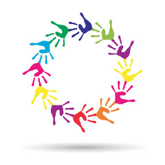 Vector conceptual children painted hand print isolated