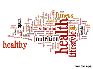 Vector conceptual health word cloud