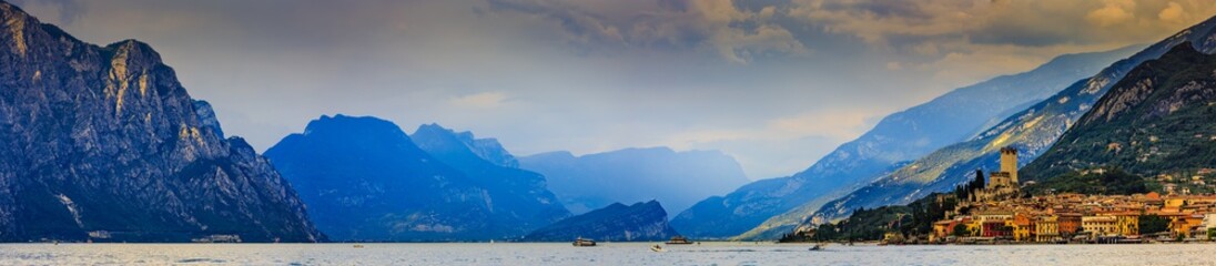 Lake Garda, Malcesine, Italy - sunset - obrazy, fototapety, plakaty