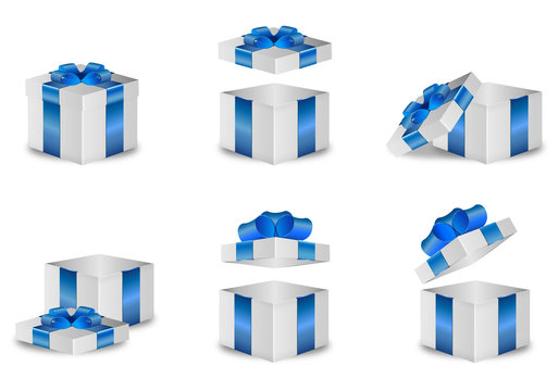 Geschenkbox Set blaue Schleife
