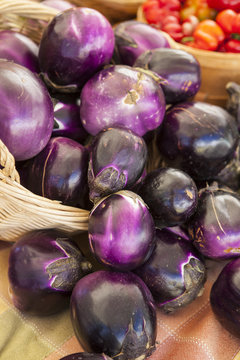 Organic eggplant for sale at the Farmers Market
