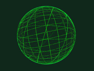 Abstract fractal green globe on ligcht background