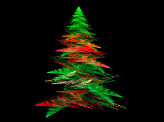 Abstract fractal Christmas tree with black backgound