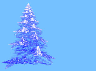 Abstract fractal Christmas tree with copy space