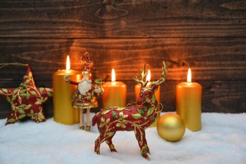 Weihnachtskarte - Adventskerzen - Nostalgisch